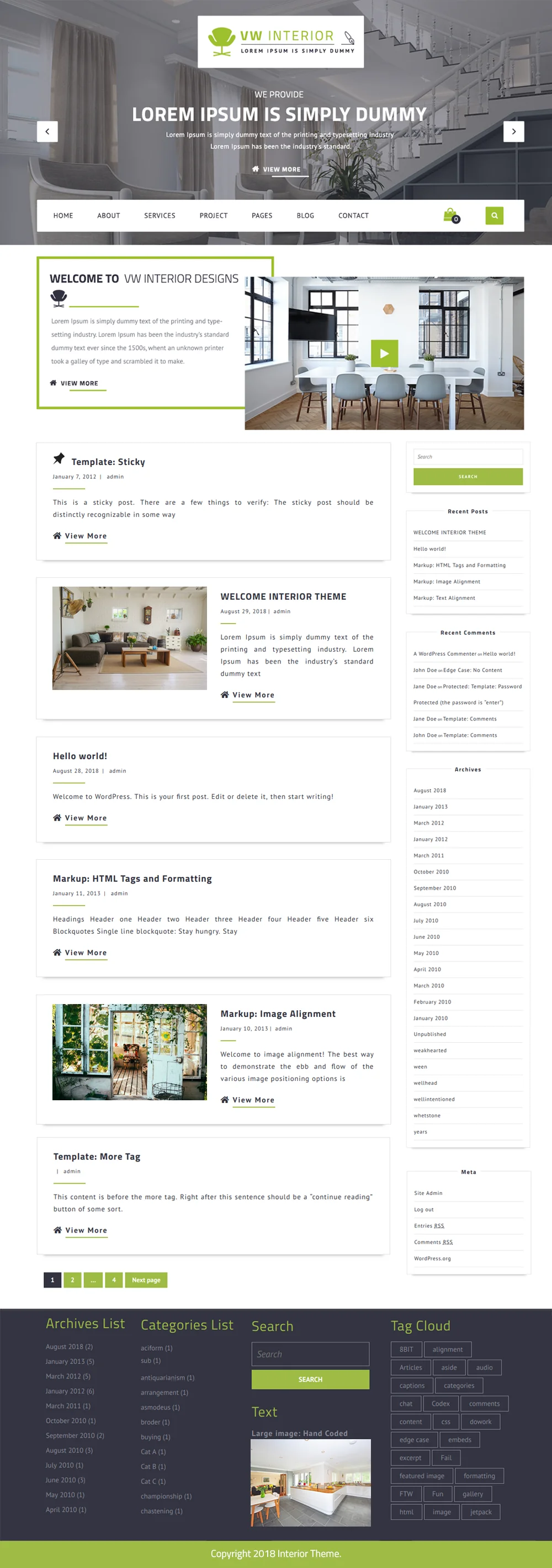 Free Interior Design WordPress Template Buywptemplates
