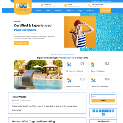 Free Pool Cleaning WordPress theme