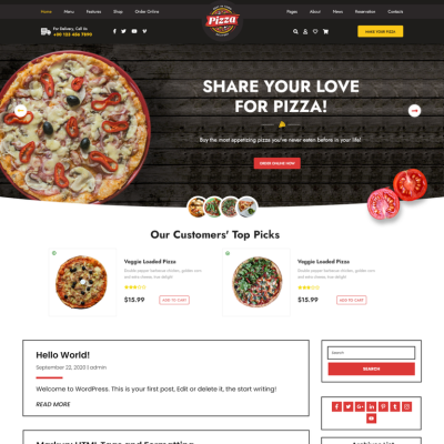 Free Pizza WordPress Theme
