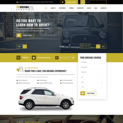 Free Driving School WordPress Template
