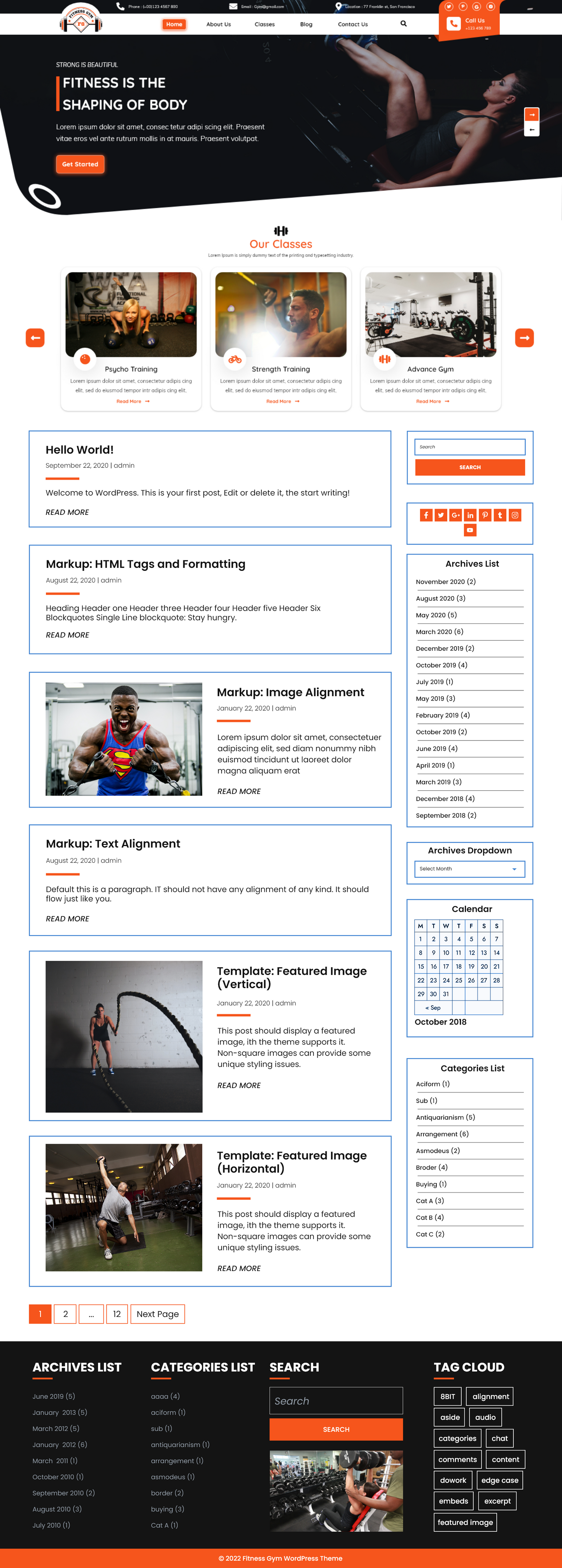 Free Gym WordPress Theme