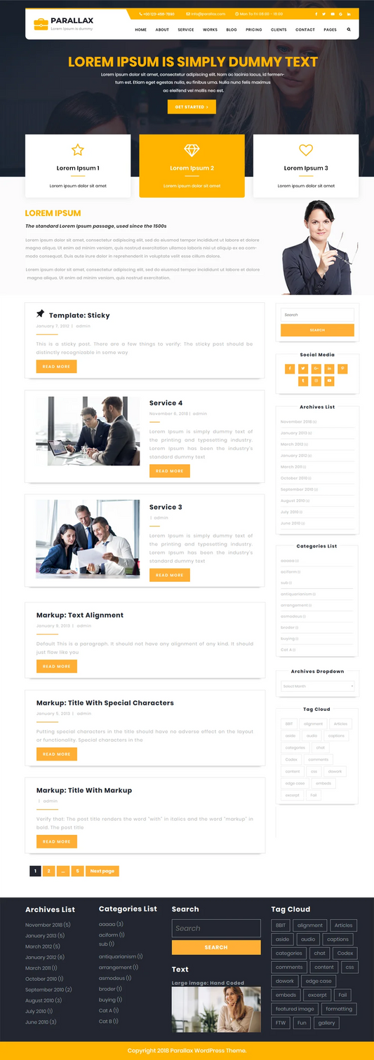 Free Parallax WordPress Template