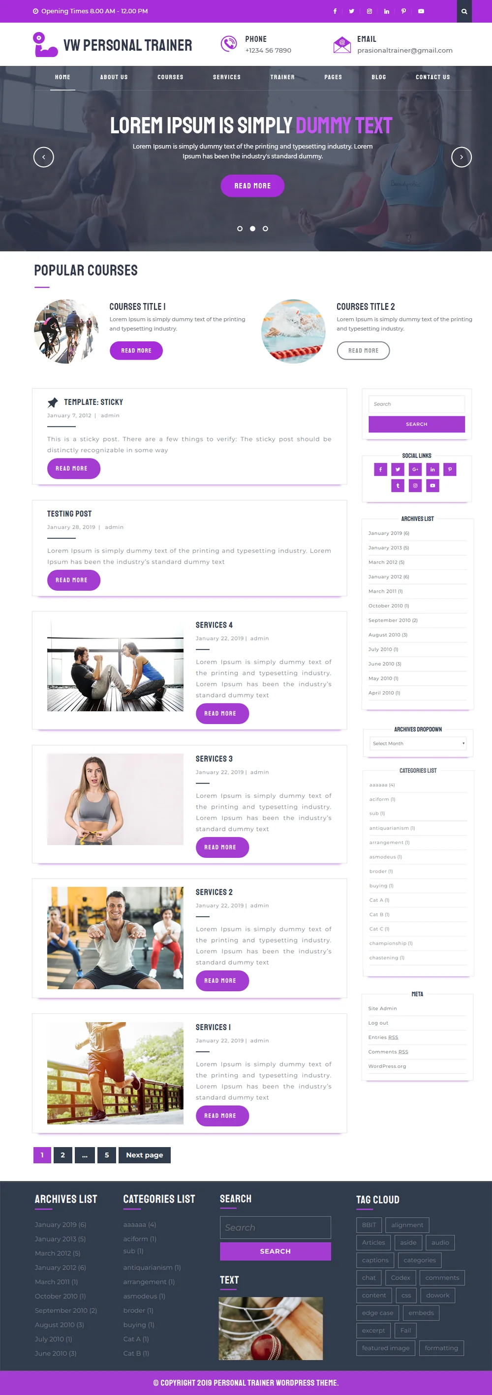 Free Personal Trainer WordPress Template