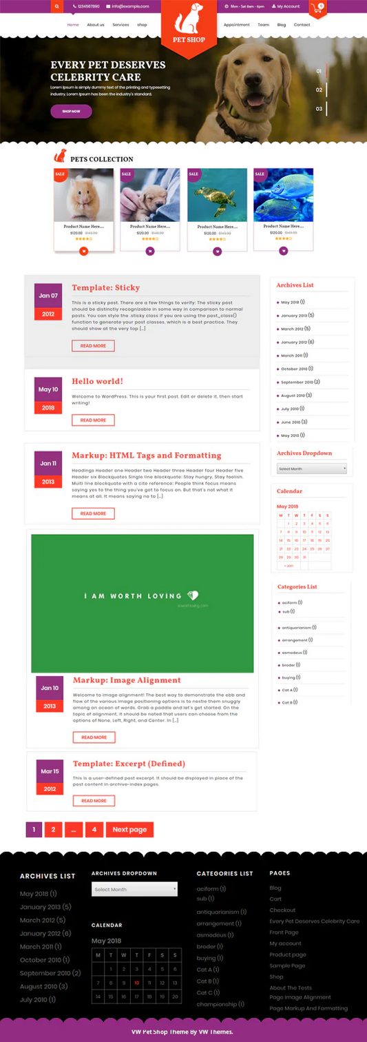 Free Pet WordPress Template