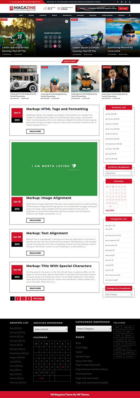 Free Magazine WordPress Template