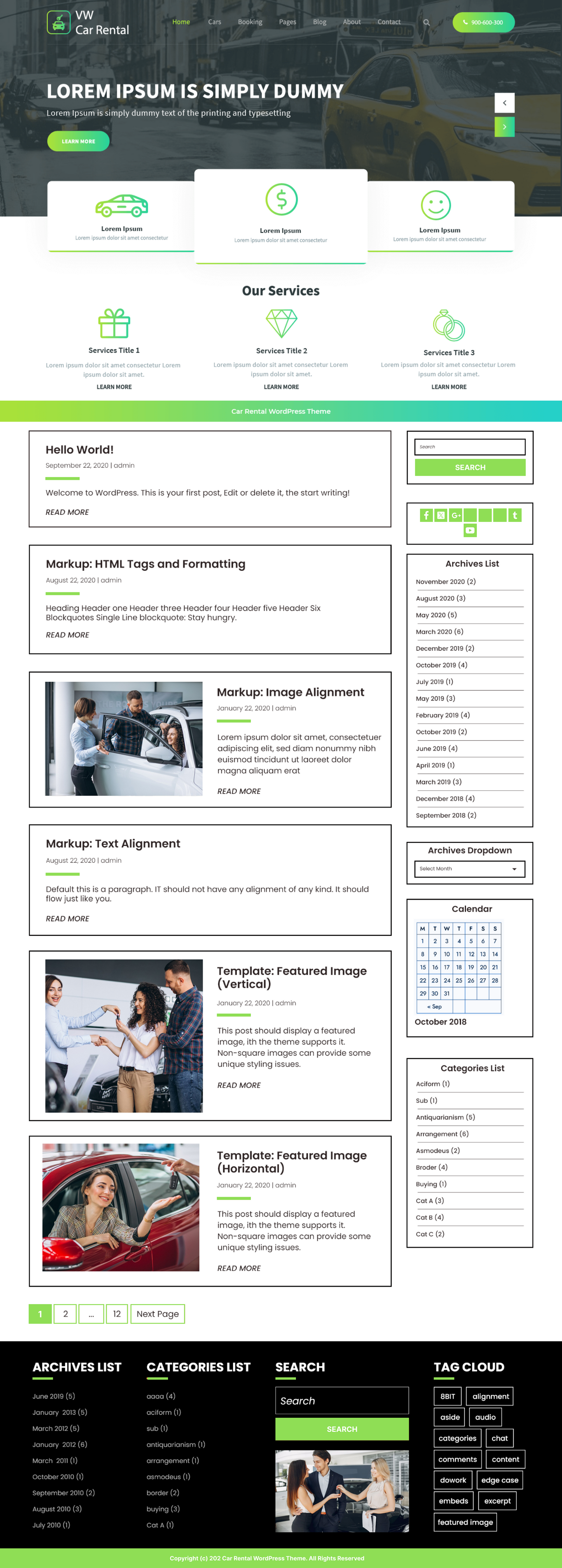 Free Car Rental WordPress Template