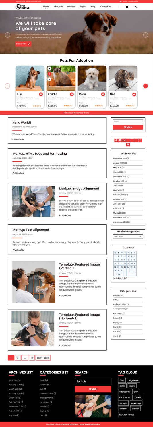 Free Pet WordPress Theme
