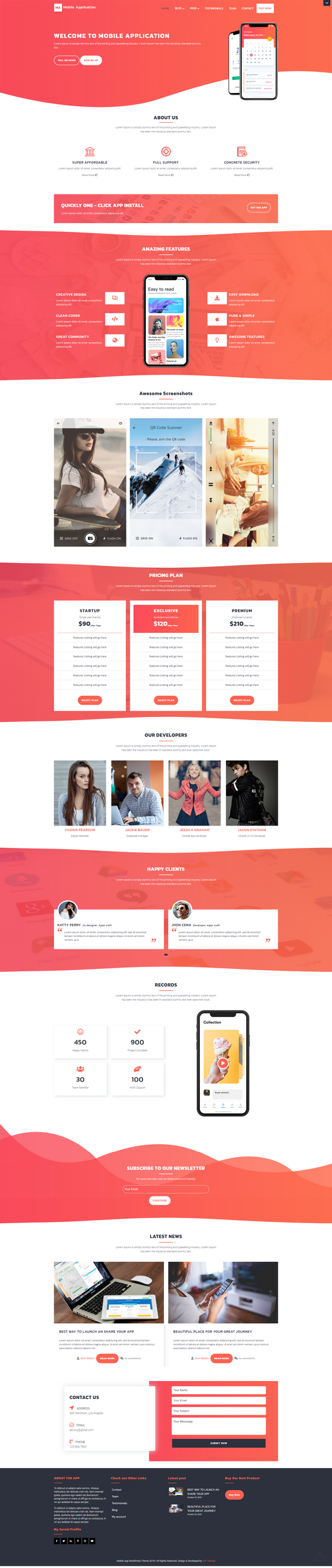 Mobile App WordPress Template