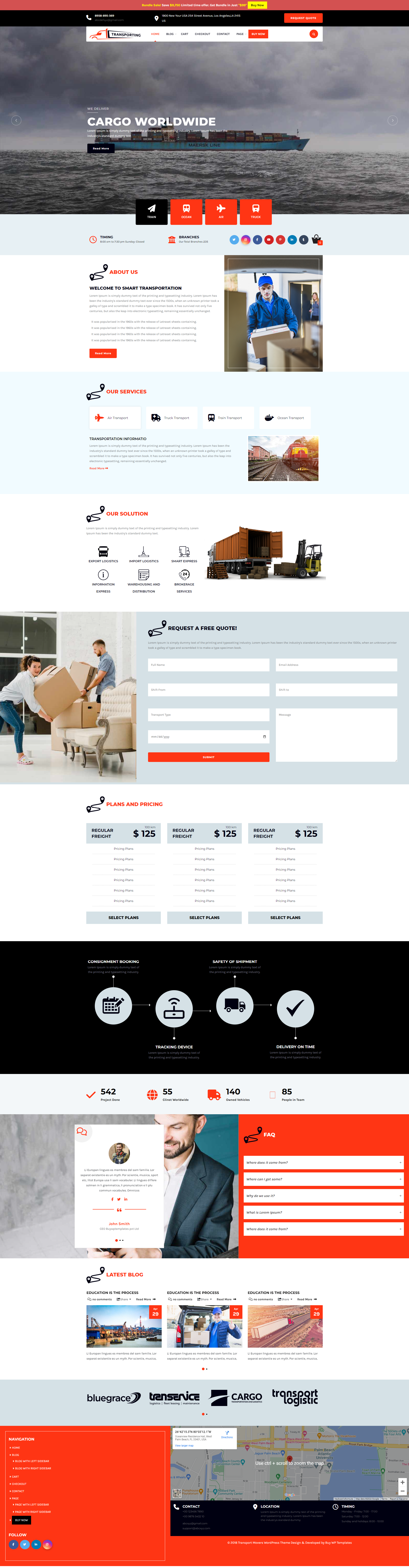 Premium quality Transport WordPress theme for transporters Buywptemplates