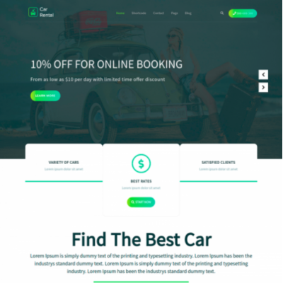 Car Rental WordPress Template