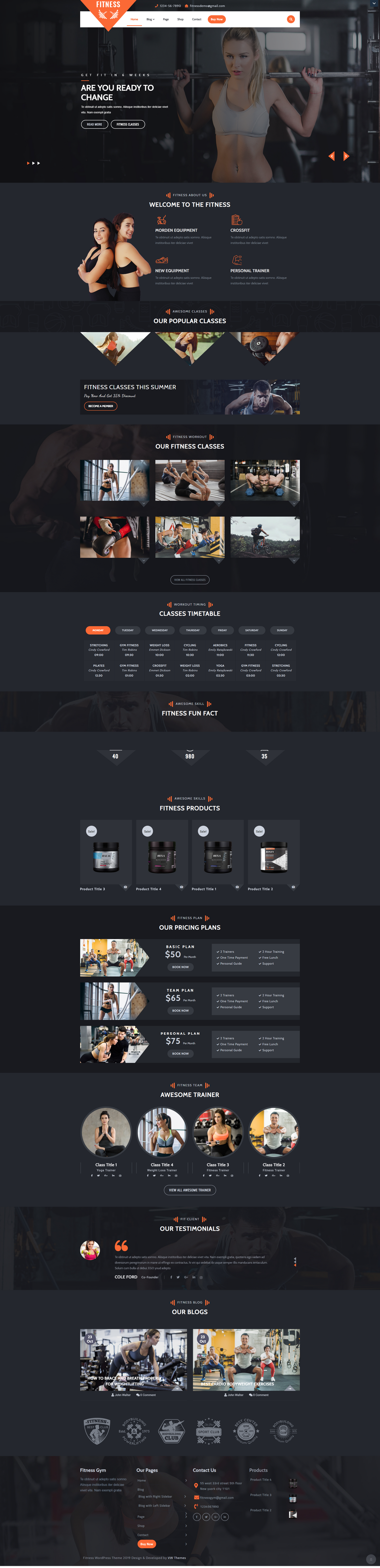 Fitness gym wordpress theme