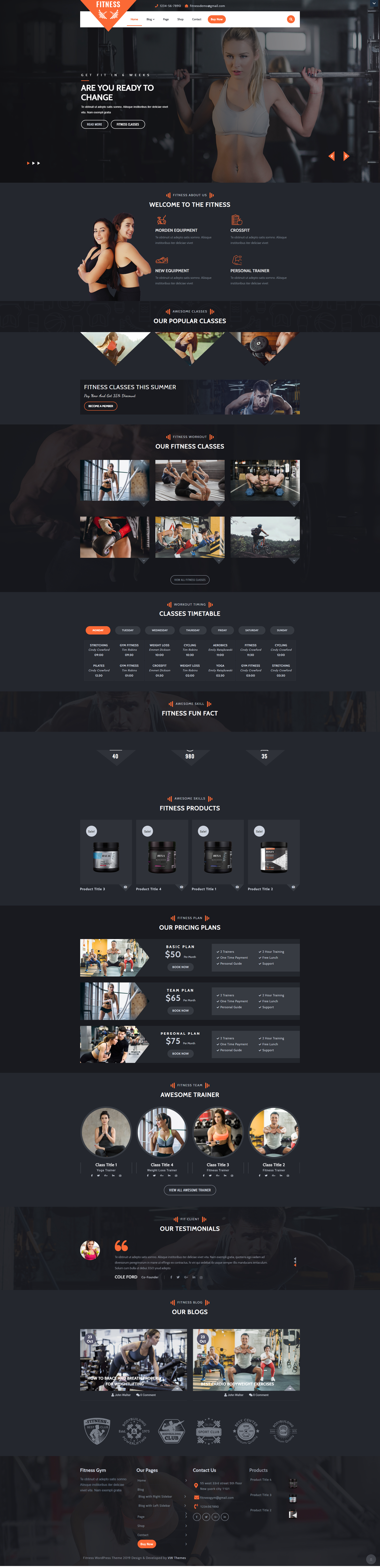 Fitness gym wordpress theme