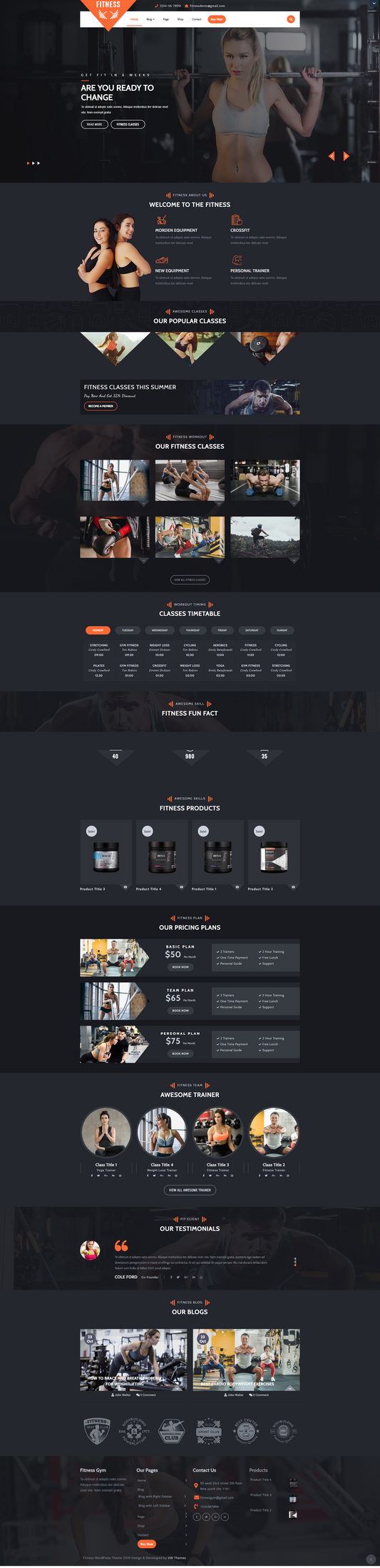Fitness gym wordpress theme