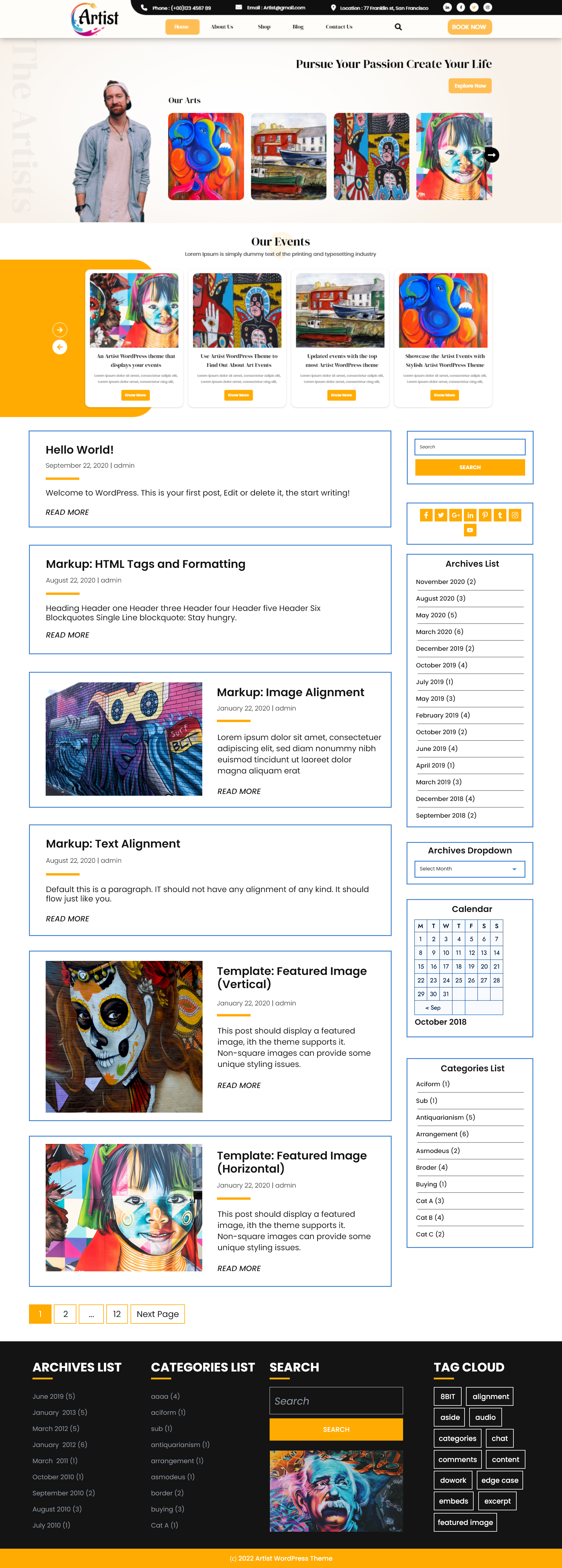 Free Artist WordPress Theme Buywptemplates