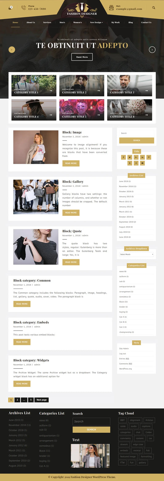 Free fashion designer wordpress theme