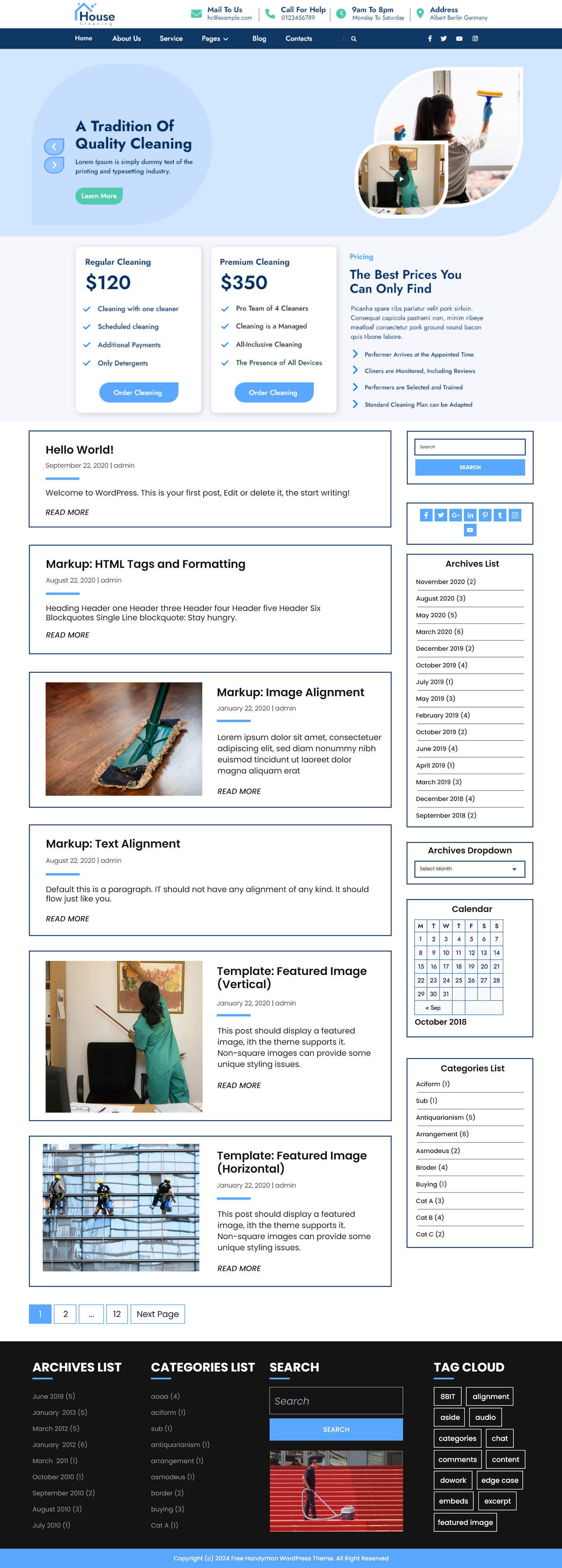 Free Handyman WordPress Theme