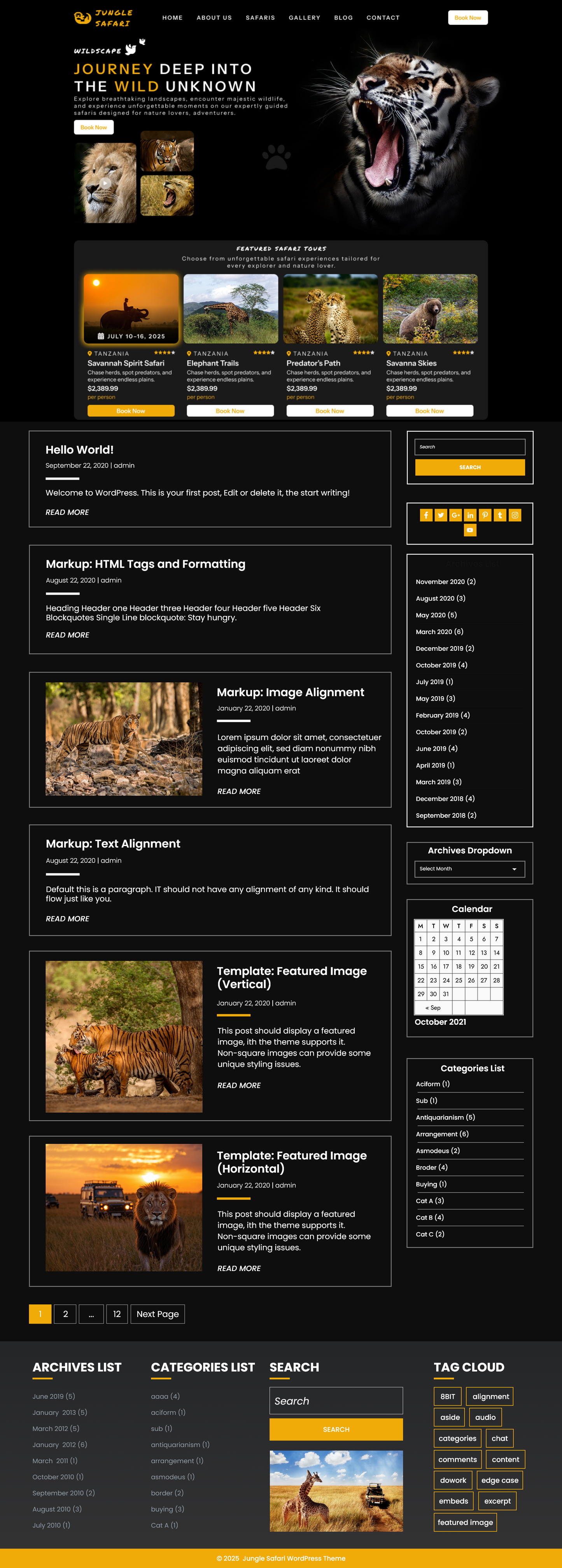 Jungle safari wordpress theme