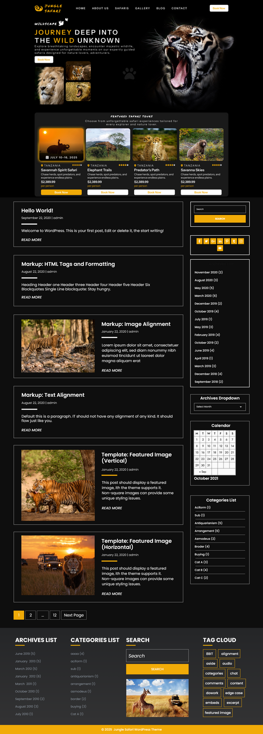 Jungle safari wordpress theme