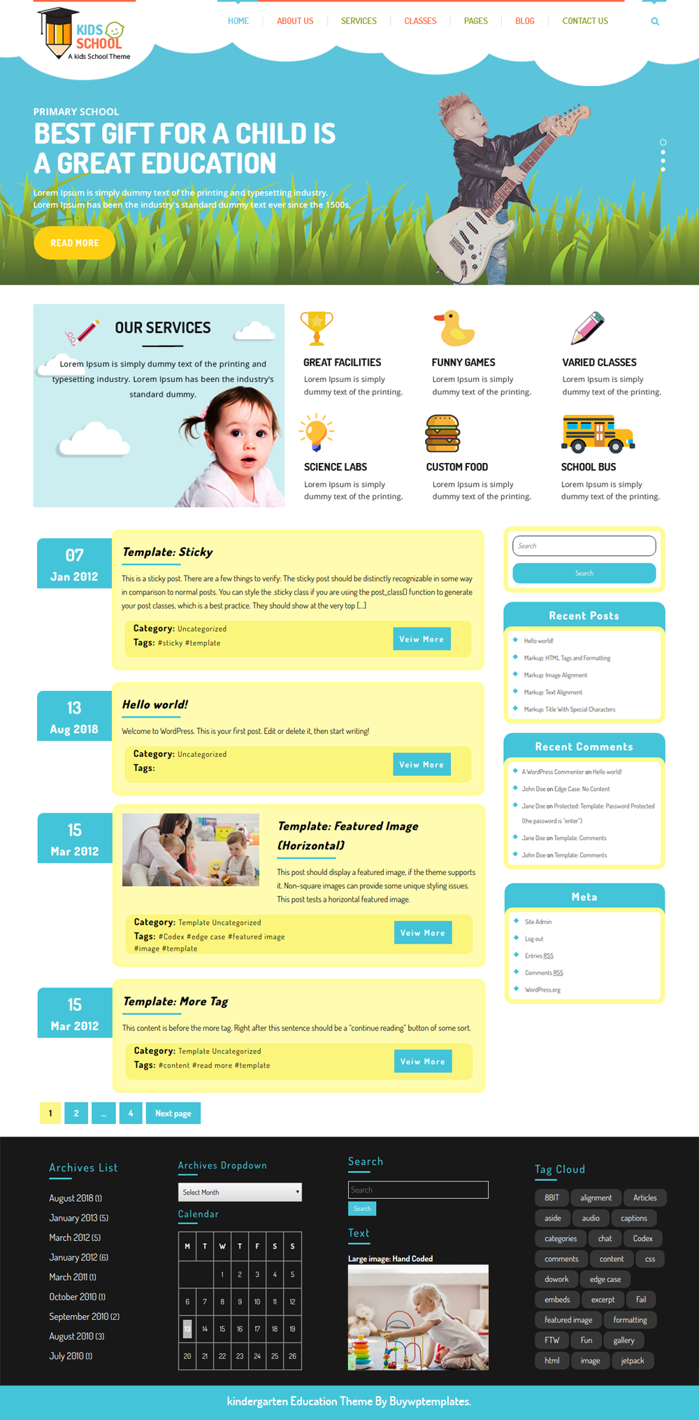 Best Free Education WordPress Theme For Kindergartens Buywptemplates