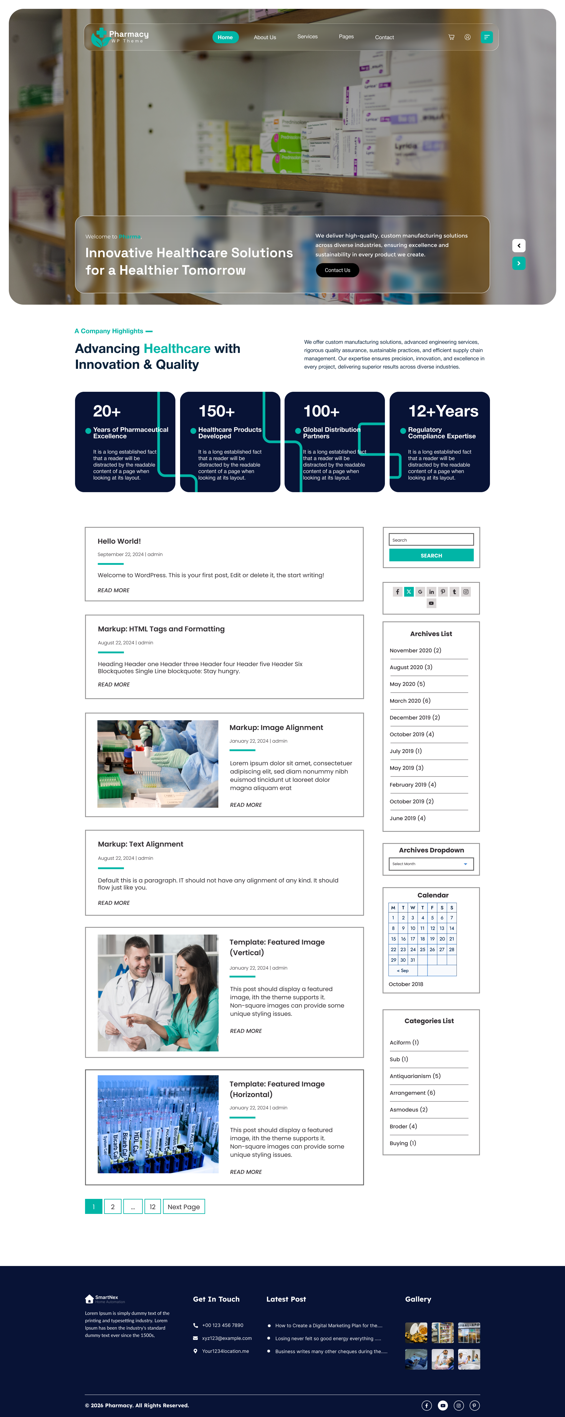 Free Pharmacy WordPress Theme