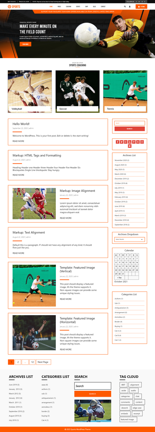 Free Sports WordPress theme