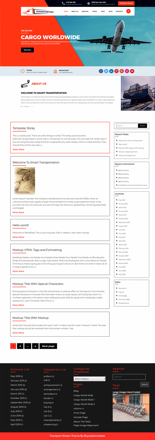 Free Transport WordPress Theme