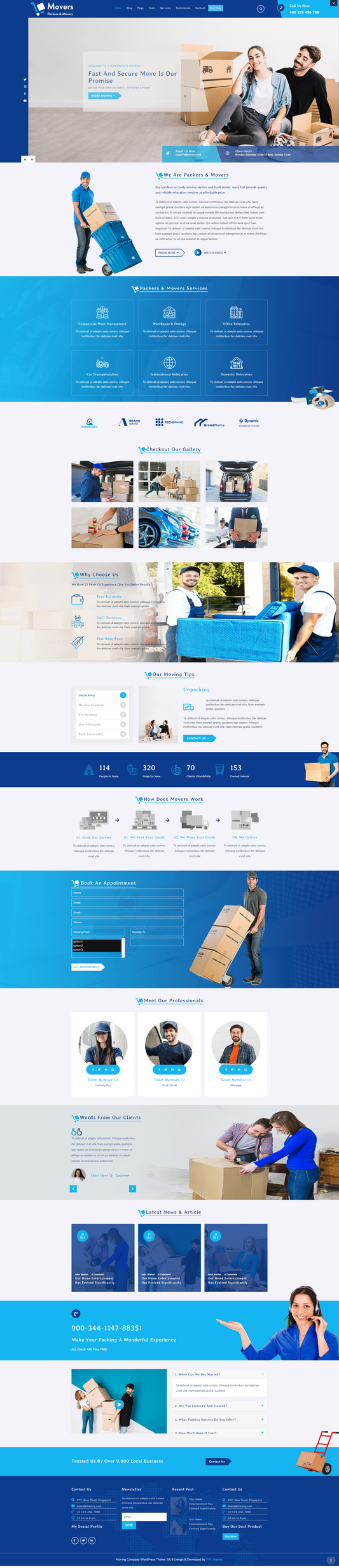 Moving company wordpress theme