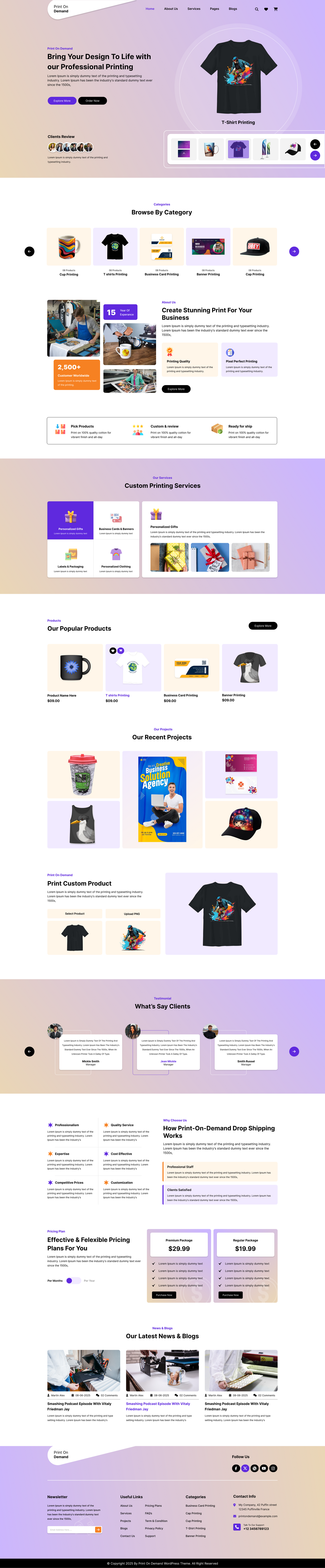 Print on demand WordPress theme