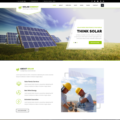 Free Solar Energy WordPress Template
