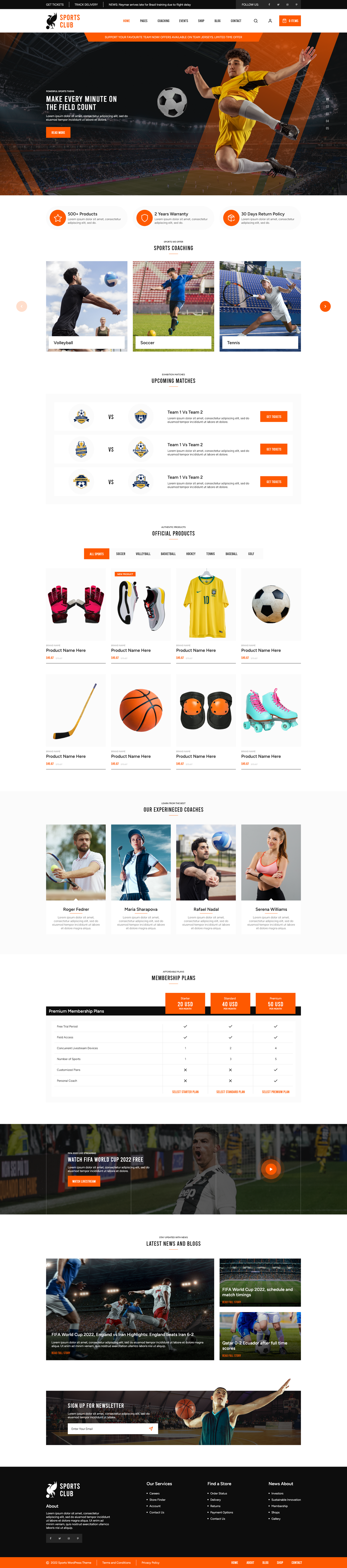 Sports League WordPress Theme